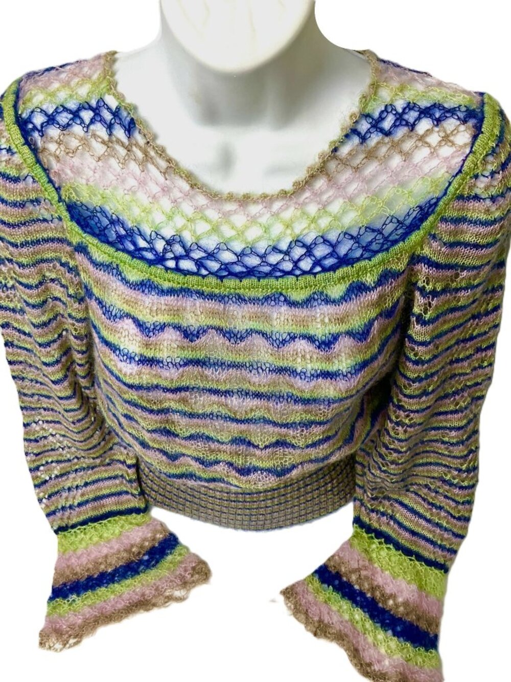 VNT Christian Lacroix Paris Mohair Wool Blend Open Knit Sweater Size M